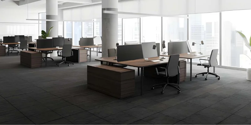 Wicker chair on blue rug