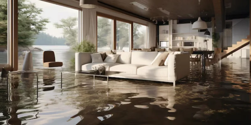 Wicker chair on blue rug